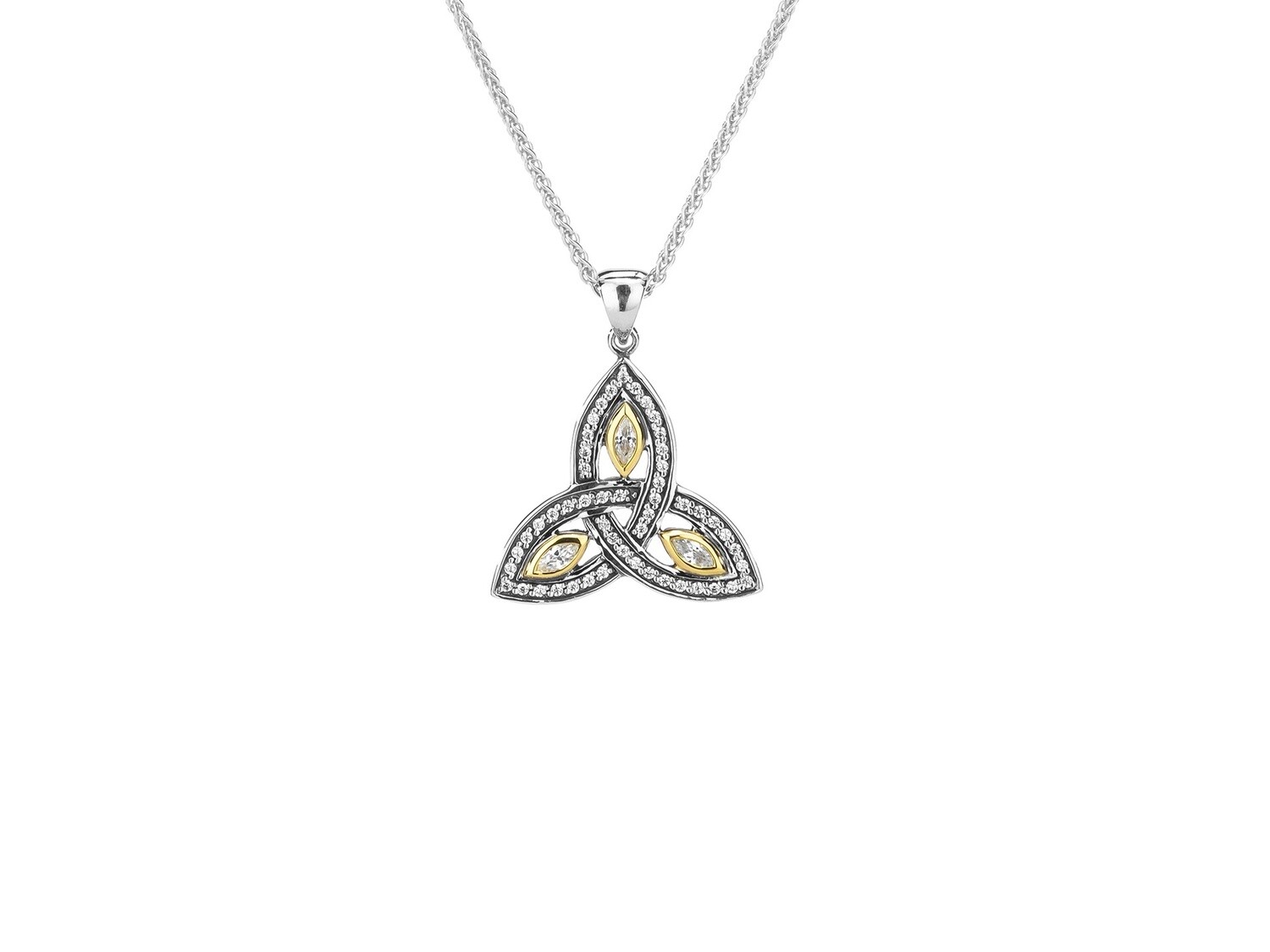Sterling Silver & 10K Gold Trinity Necklace