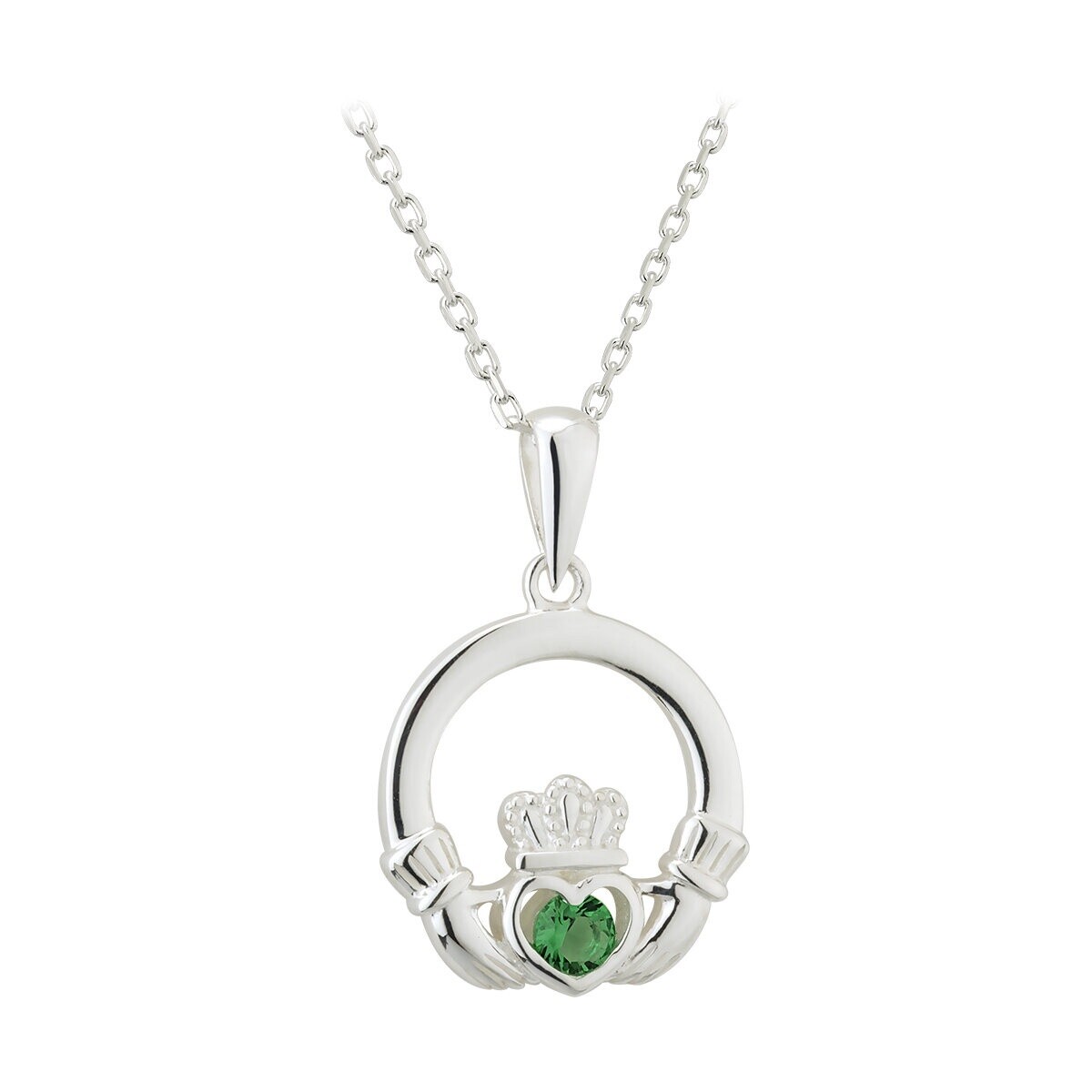 Sterling Silver Crystal Claddagh Pendant