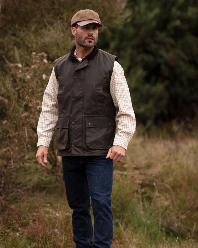 Gamekeeper Waxed Cotton Gilet - Dark Olive