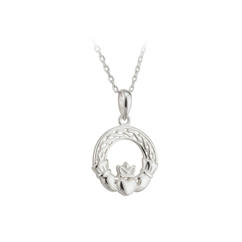 Sterling Silver Celtic Claddagh Necklace