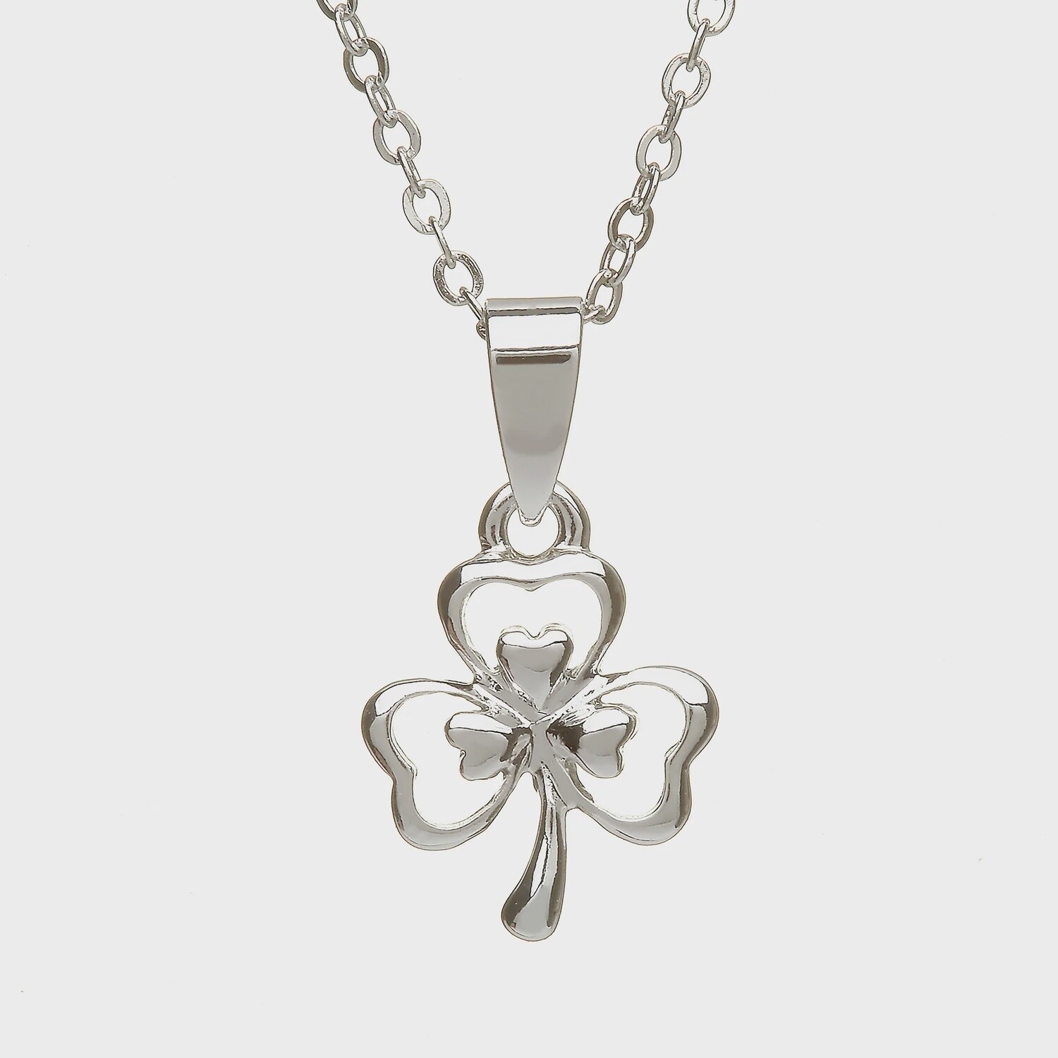Silver Plated Double Shamrock Pendant