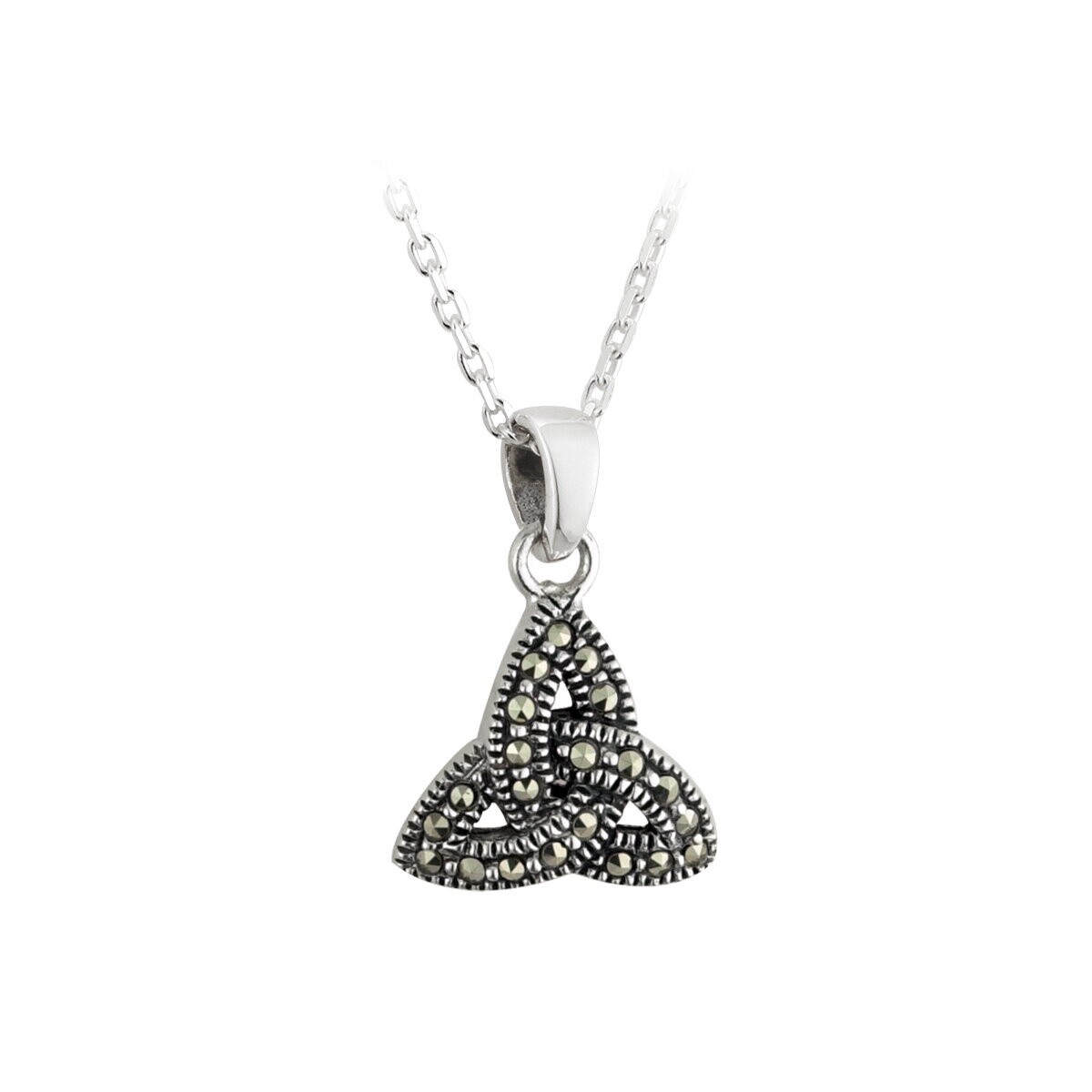 Sterling Silver Marcasite Trinity Necklace