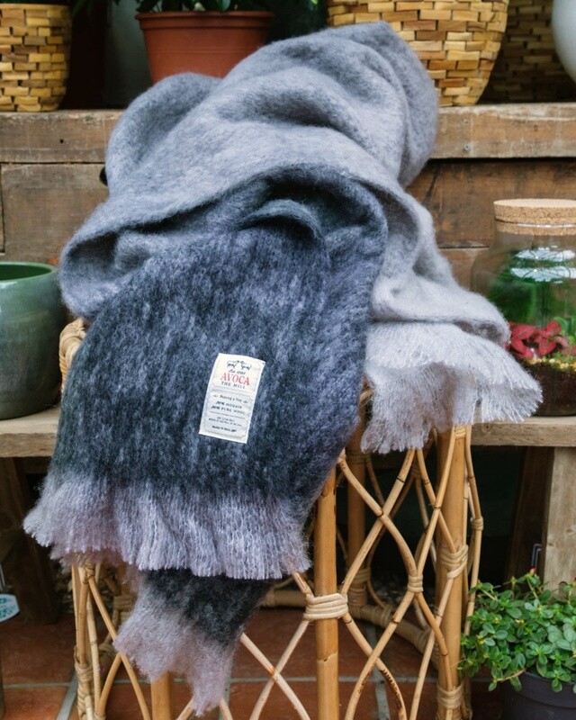 MOHAIR THROW - OMBRE CHARCOAL
