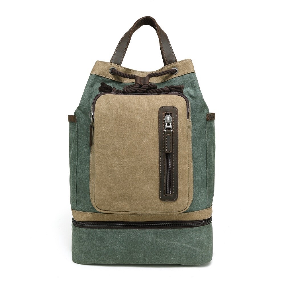 Multifunctional Waxed Canvas Backpack - Green