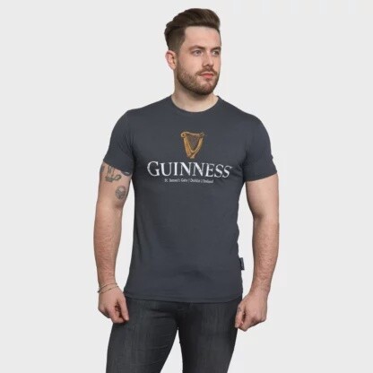 Guinness Grey Navy Distressed T-Shirt