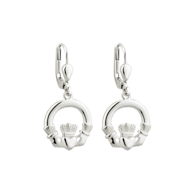 Sterling Silver Small Claddagh Drop Earrings