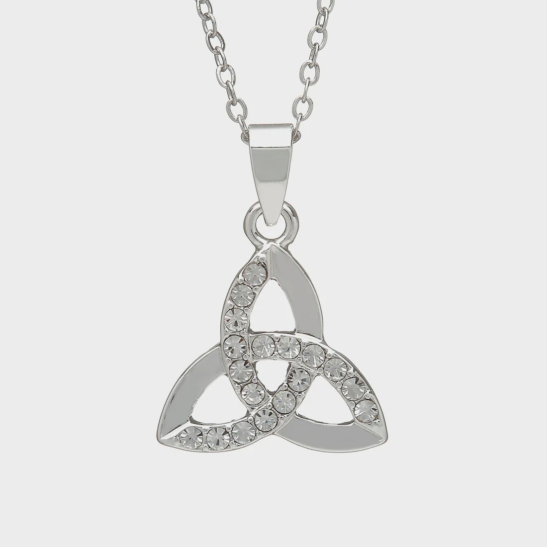 Silver Plated Trinity Knot Pendant-Cubic Zirconia