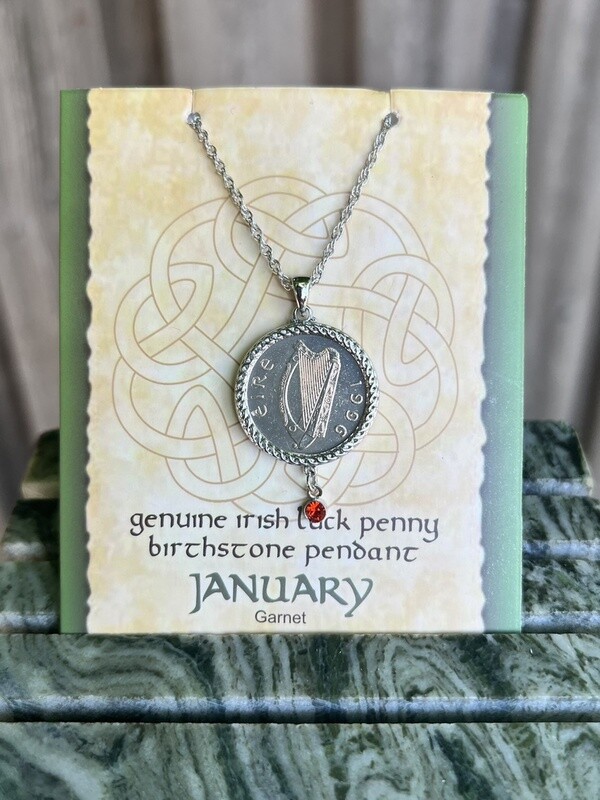 Genuine Irish Luck Penny Birthstone Pendants
