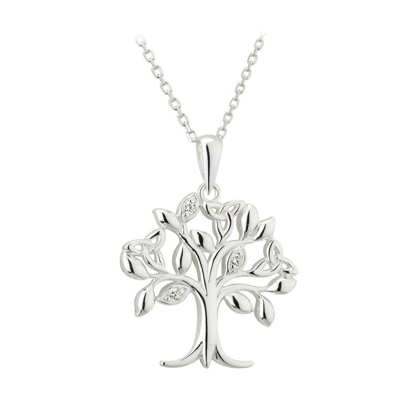 Sterling Silver & Cubic Zirconia Tree of Life Necklace