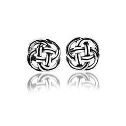 Celtic Knot Round Stud Earrings-Sterling Silver