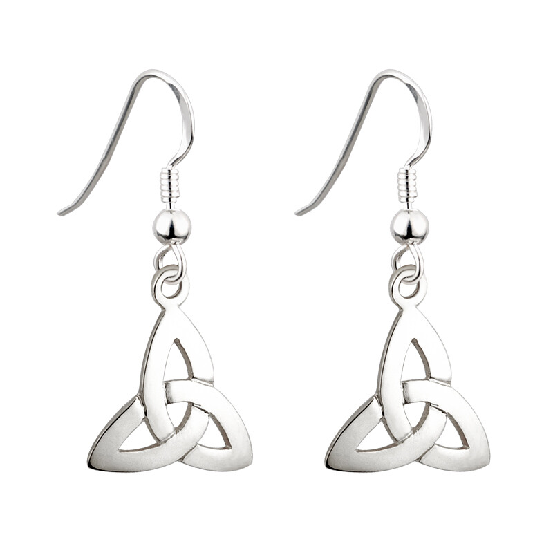 Sterling Silver Trinity Knot drop fish hook earrings