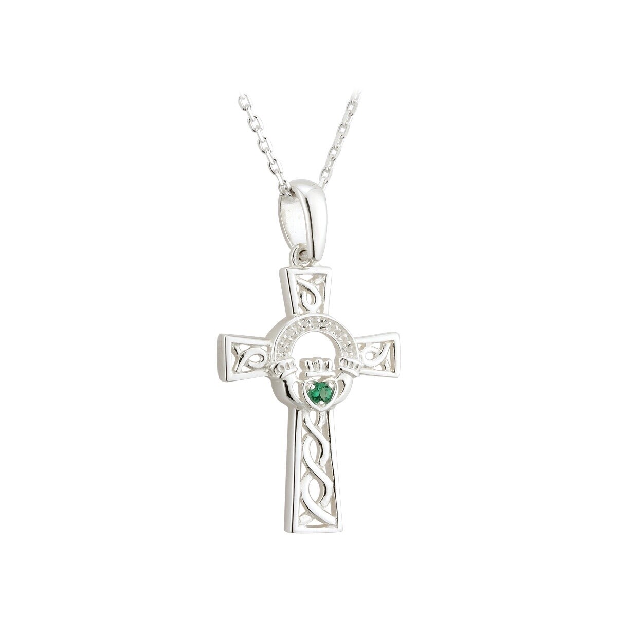 Sterling Silver Claddagh Cross Necklace