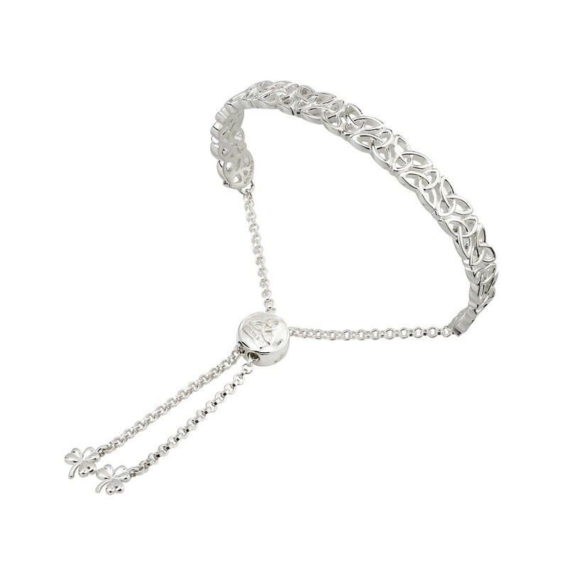 Sterling Silver Trinity Knot Adjustable Bangle