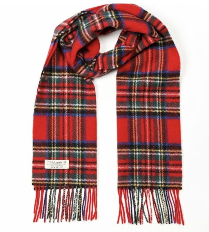Irish Wool Scarf Short - Red Royal Stewart Tartan