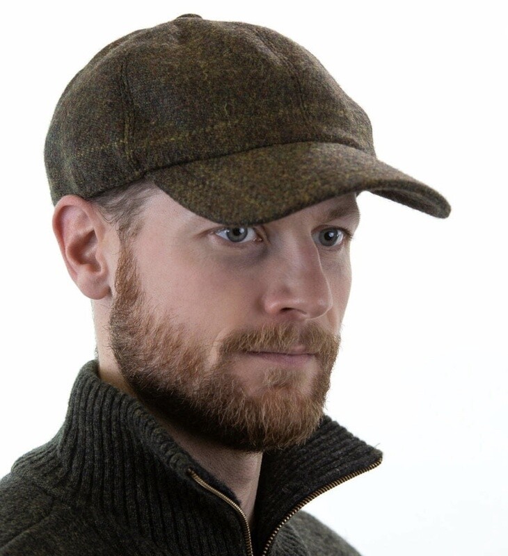 Tweed Baseball Cap with Ear Flaps - Loden Rust