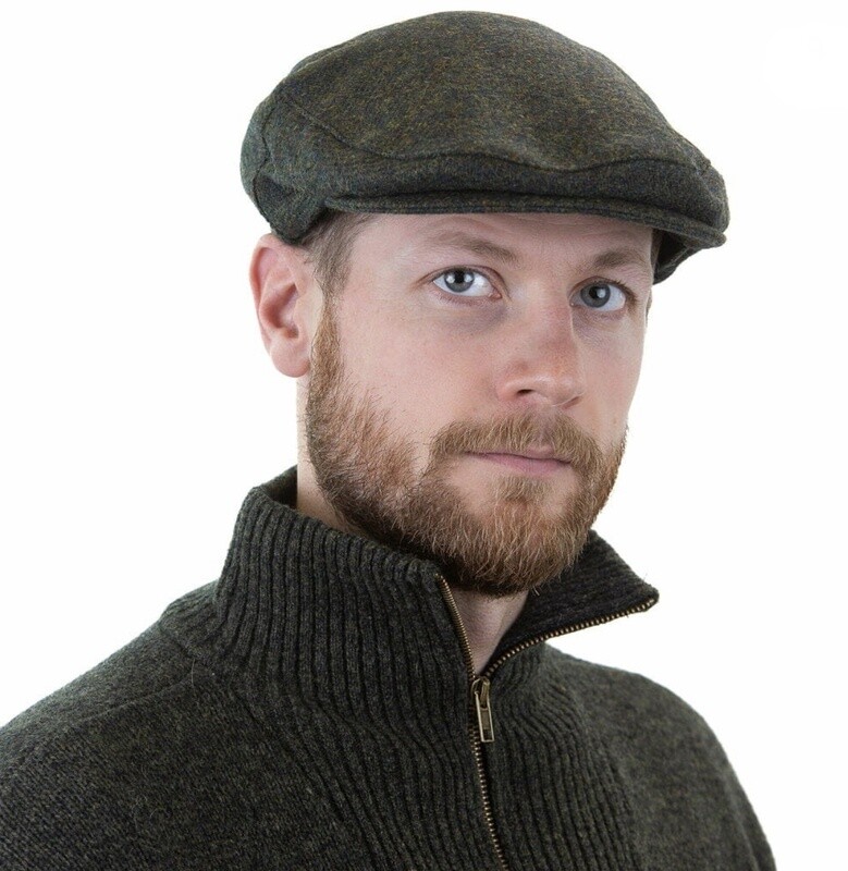 Irish Tweed Cap Dark Green Solid