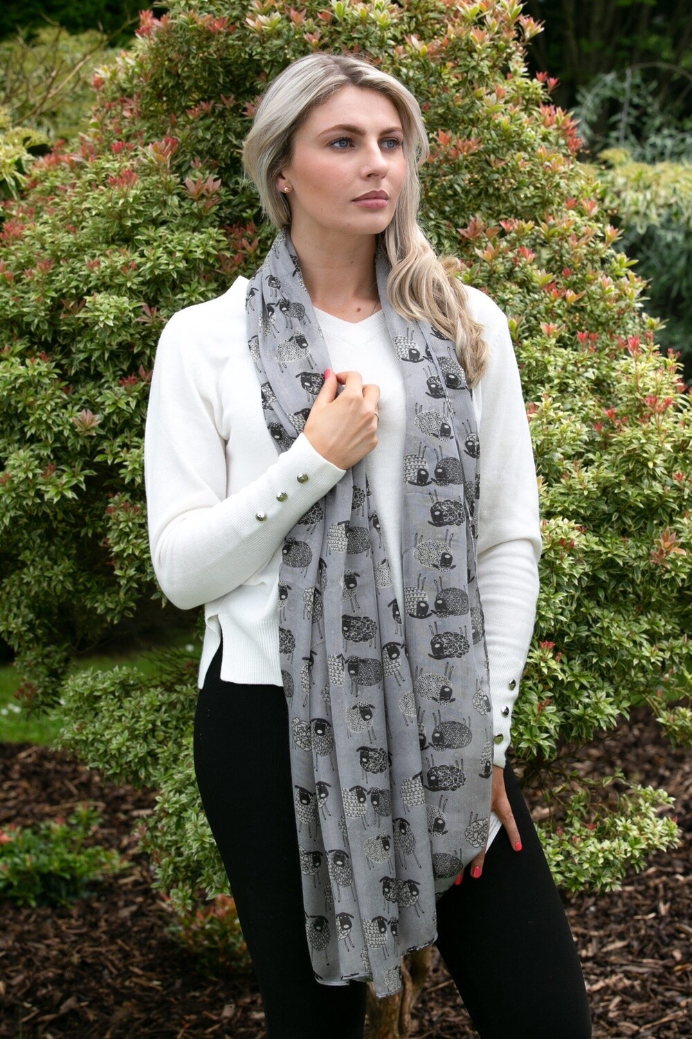 Sheep Scarf - Sketched, Colour: Grey