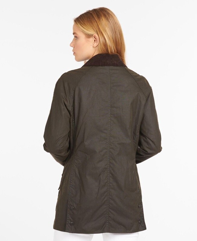 Beadnell Ladies Waxed Cotton Coat - Olive