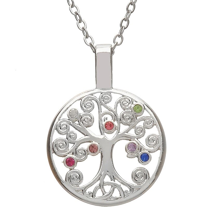 Silver Plated Tree of Life Pendant/Stones