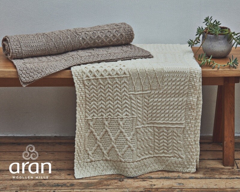 Cable Knit Wool Throw