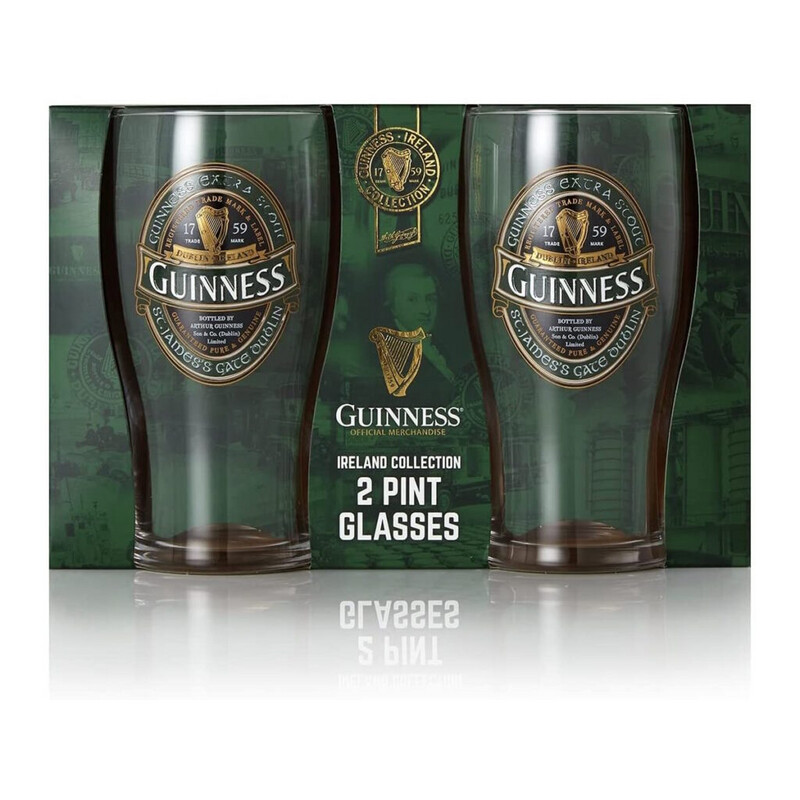 Guinness Green Label  Pint Glass-2 Pack