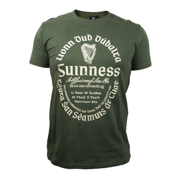 Guinness Khaki Green Galic Label T-Shirt