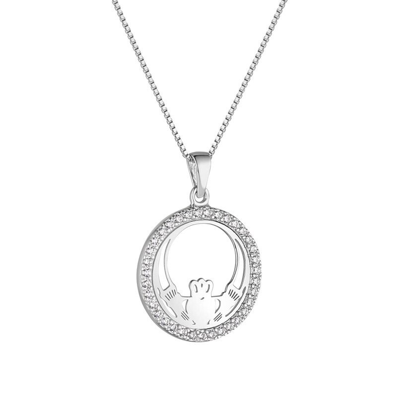 Round Claddagh necklace with CZ