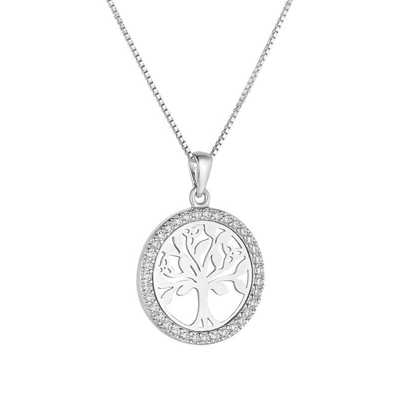 Round Tree of Life necklace with CZ