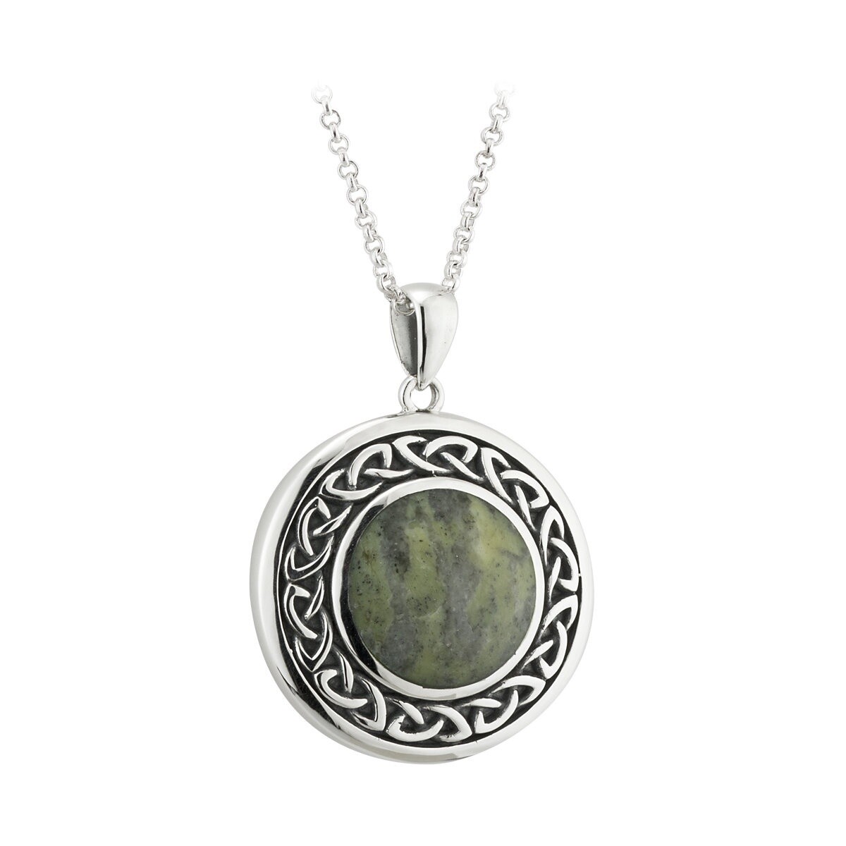Silver Connemara Marble round pendant