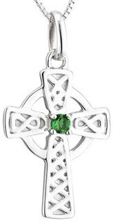 Acara-Celtic Cross with Green Stone