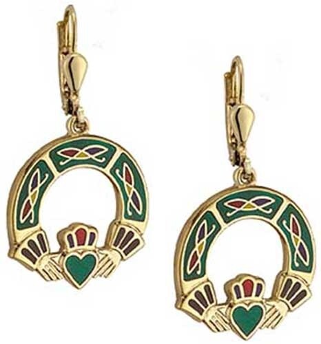 Enamel Claddagh Green earrings