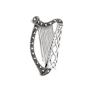 Sterling Silver with Marcasite Harp brooch X