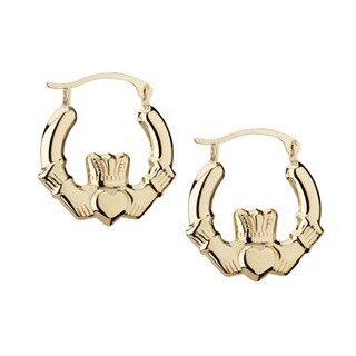 10K Gold Claddagh Hoop earrings - Boxed