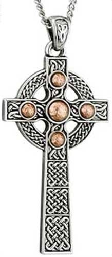 Celtic Cross Rhodium Plated and Rose Gold pendant