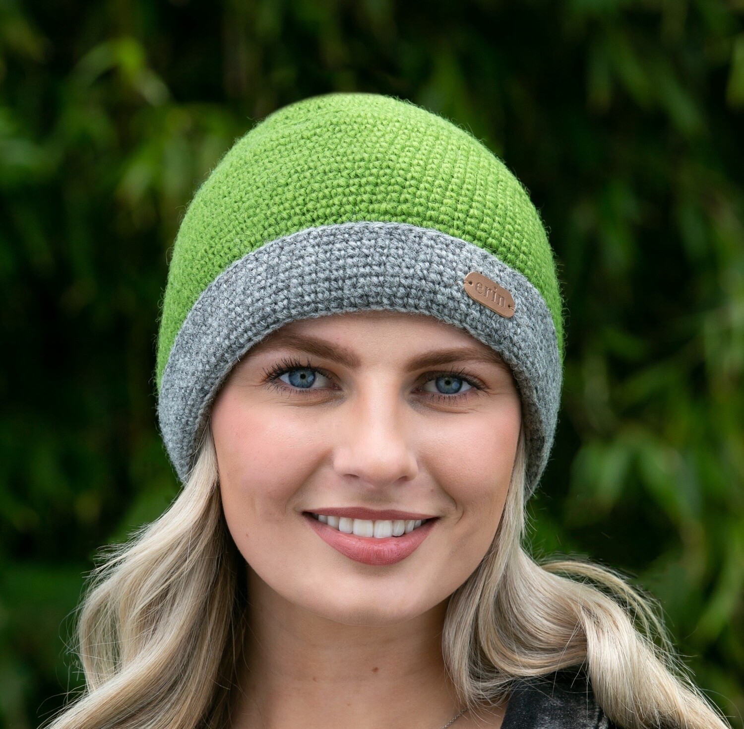 Crochet Turn Up Hat - Lime Green