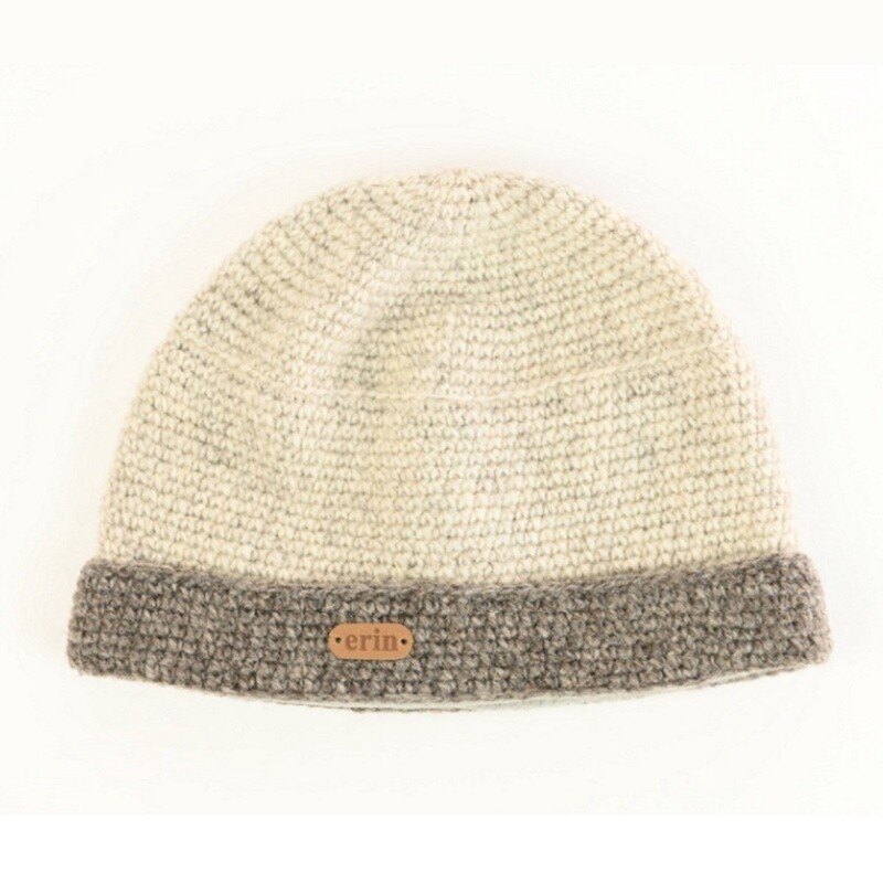 Crochet Turn Up Hat - Oatmeal