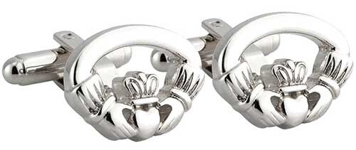 Claddagh Cuff Links-Rhodium Plated