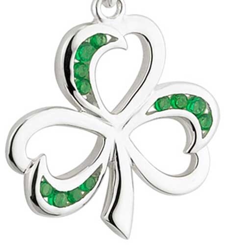 Shamrock with Green Stones pendant-Sterling Silver X