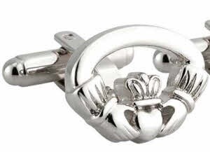 Claddagh Cuff Links-Rhodium Plated