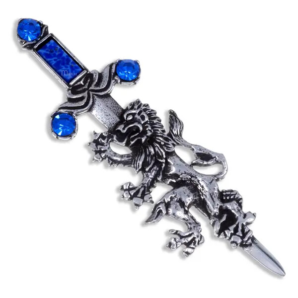 Miracle Lion Sword Brooch - Sapphire