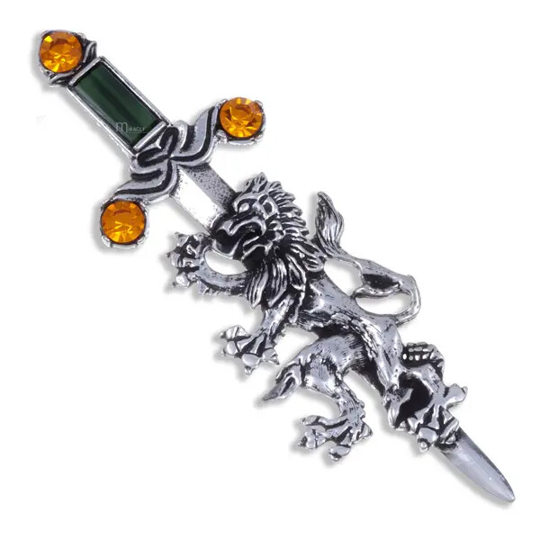 Miracle Lion Sword Brooch - Topaz