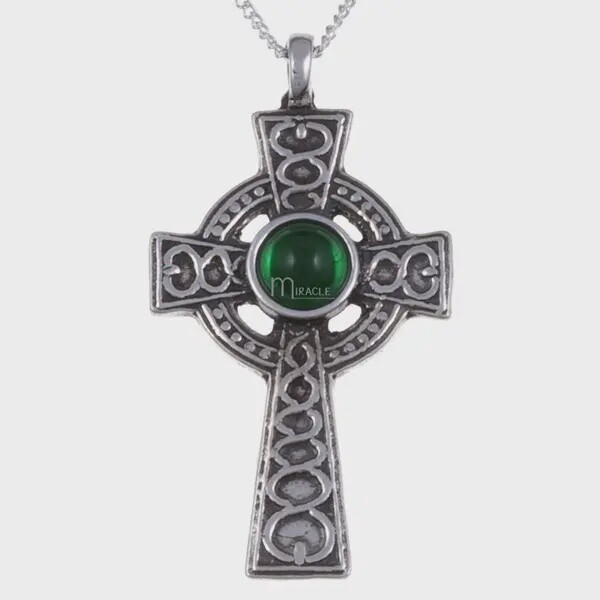 Miracle Spiral Knot Cross Pendant - Emerald