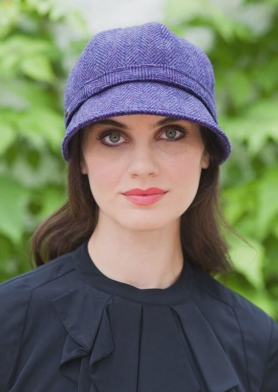 Flapper Tweed Hat - Purple Herringbone with flecks