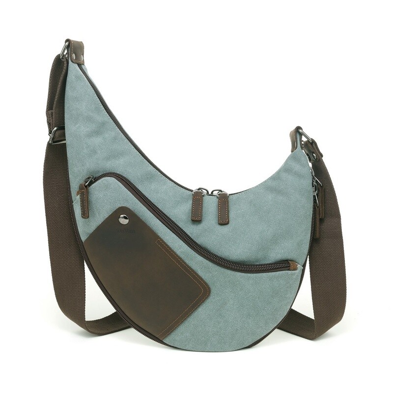 Multifunctional Canvas Sling Bag, Colour: Turquoise, Style: MF601