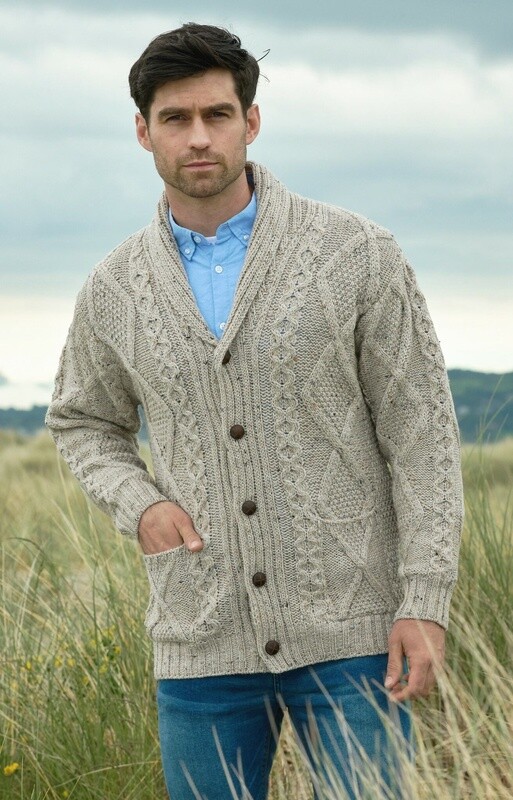 Kerry Aran Button Cardigan - Oatmeal
