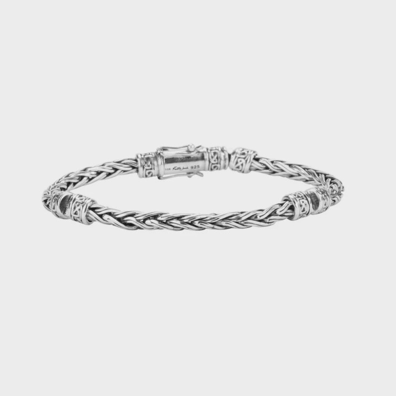 Sterling Silver Wheat Link Hinged Bracelet