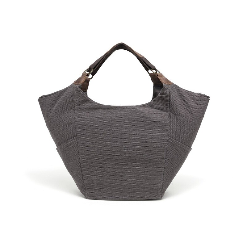 Cotton Linen bag with Leather Trim