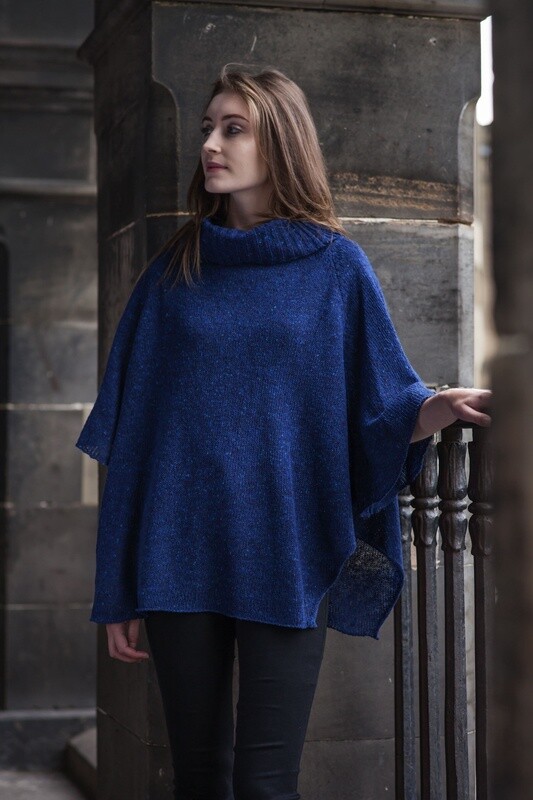 Argyll Merino Poncho - Roe Blue