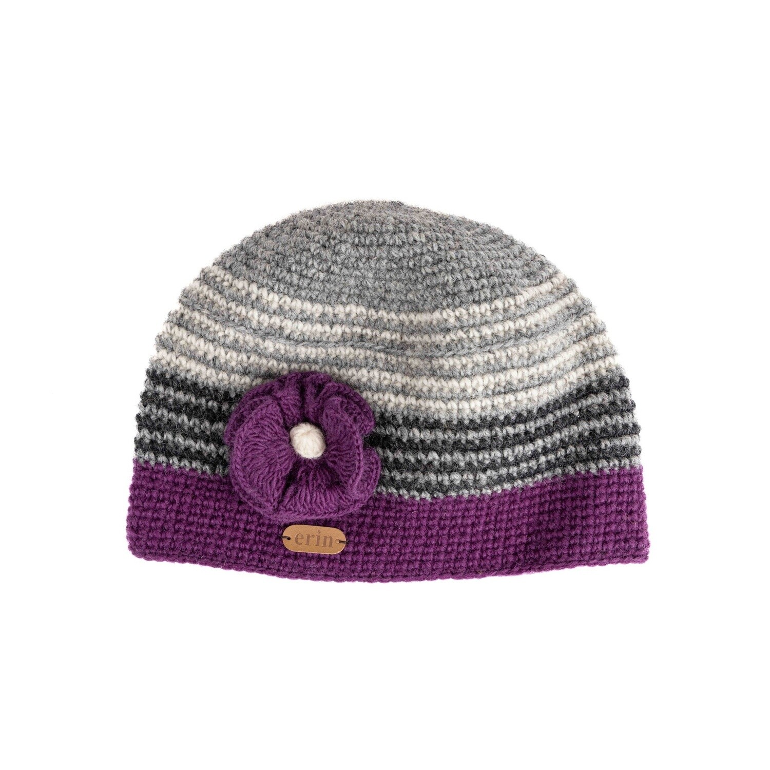Crochet Hat with Flower, Colour: Purple