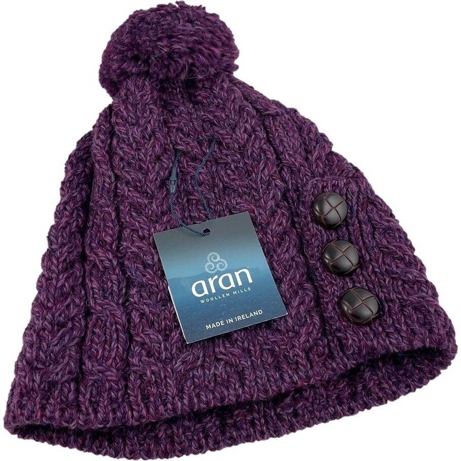 Aran Button Merino Hat